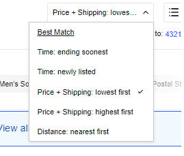 ebay price shipping lowest first