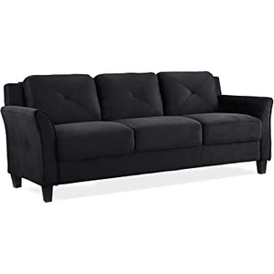 Modern Black Microfiber Sofa with Rolled Arms (B07KN1RPBB), Amazon Price Drop Alert, Amazon Price History Tracker