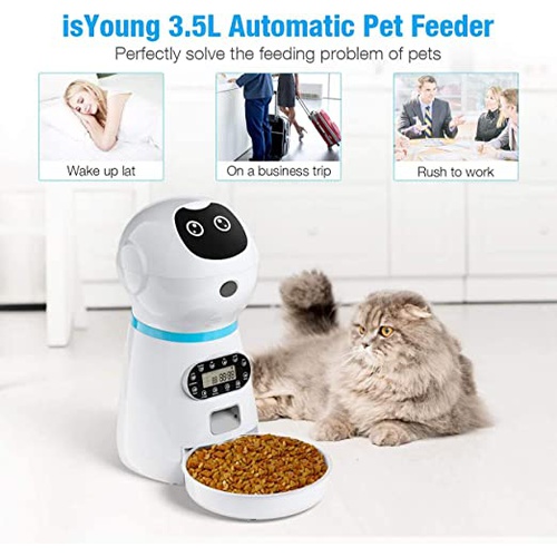 Automatic Cat Food Dispenser Timer Cute Cat Feeder Station by isYoung